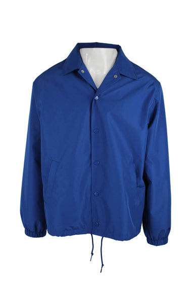 gu blue long sleeve jacket. features button snap closures, pocket details, and a drawstring detail at the bottom hemline. please see condition. sold as is.