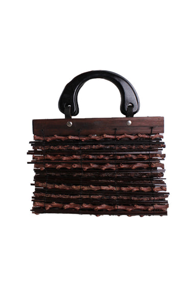 vintage brown natural wooden twig handbag. 