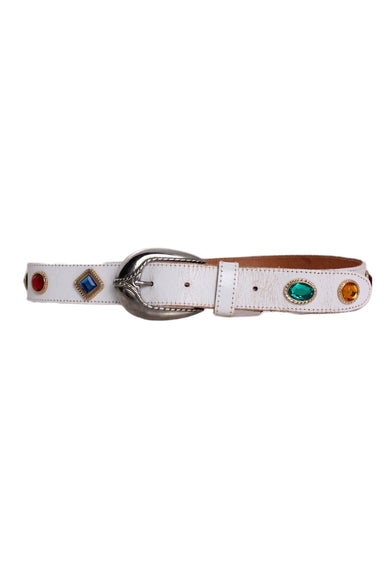 unlabeled vintage white painted leather belt.