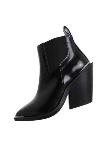 the kooples black patent leather western booties