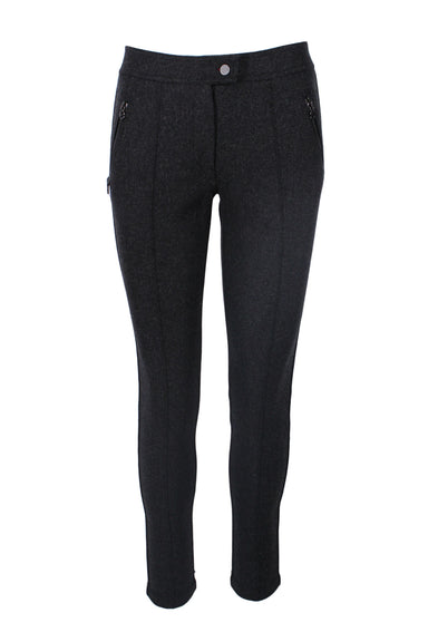 erin snow gray skinny pants. features zip pocket with branded charm at waist, seamed detail at front/back, silver toned branded hardware at back, snap button and zip closure.