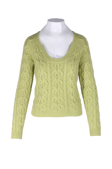 the limited pale tea green cable knit sweater.
