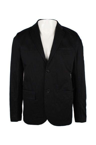 zadig & voltaire black 'victor soft' blazer. features metallized fiber blend fabric, notched lapel, lower flap & jetted pockets, welt chest pocket, and 2-button closure. unlined. 